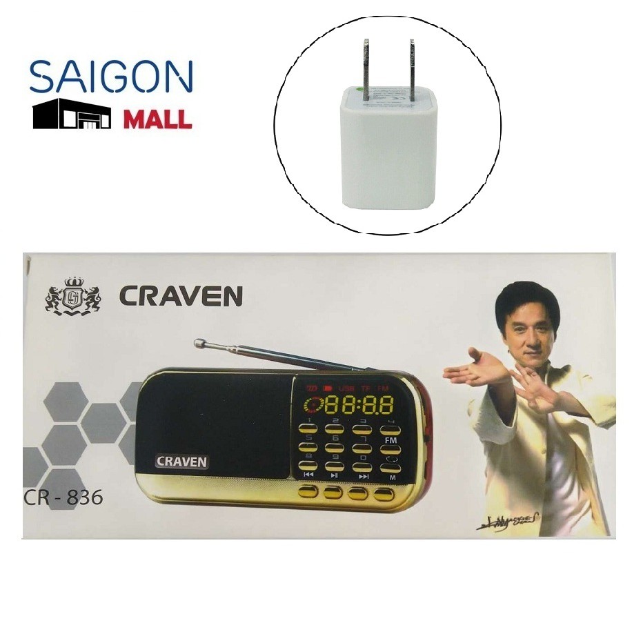 Loa thẻ nhớ Craven CR-836 - Tặng cóc sạc trắng cổng USB