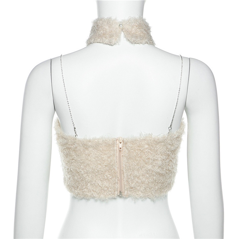 Áo Tank Top Hở Lưng Chất Nhung Phối Khoá Kéo Quyến Rũ