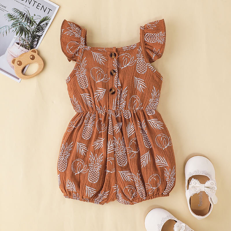 Body Hai Dây Cho Bé Gái Sơ Sinh 0-18 Tháng,Bodysuit Liền Thân Hoa Áo Liền Quần Cho Bé trẻ em