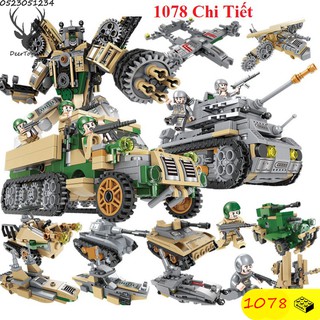 [1078CT-TÚI BÓNG] BỘ ĐỒ CHƠI XẾP HÌNH LẮP GHÉP XE TĂNG, OTO, LẮP RÁP ROBOT, THUYỀN, TRỰC THĂNG,XE SWAT
