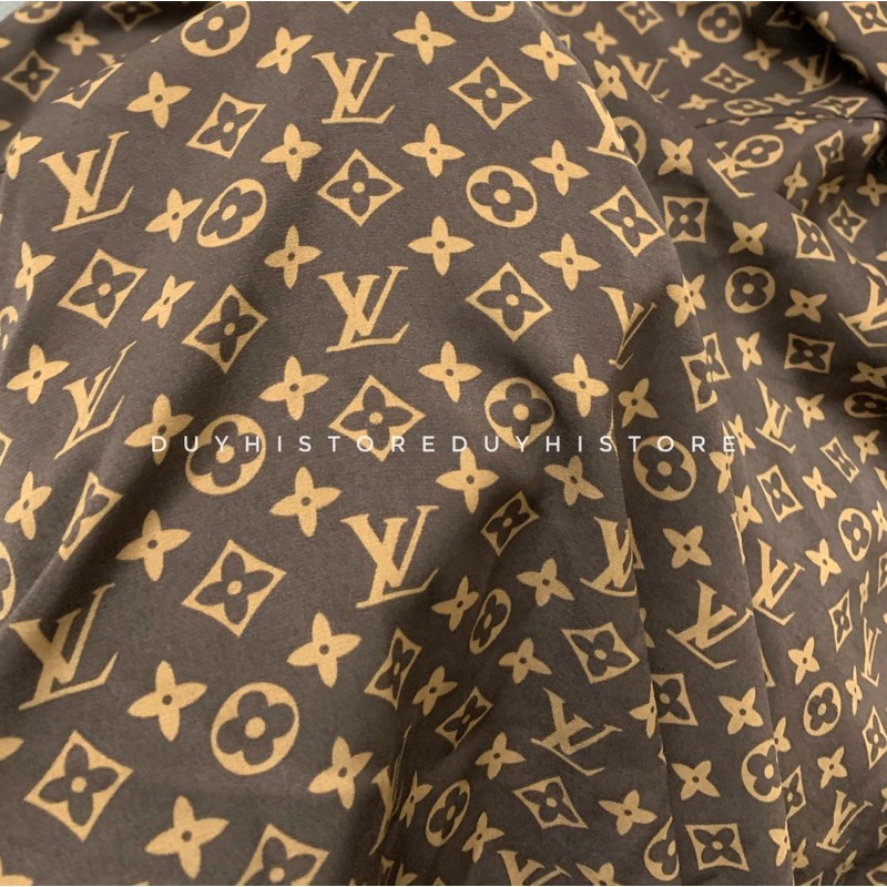 Áo sơ mi cộc tay LV NÂU họa tiết unisex form rộng | DUYHI | Ảnh thật