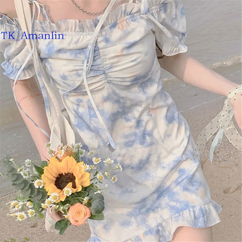 Đầm Dài Trễ Vai Họa Tiết Nhuộm Màu Thời Trang Cho Nữ | BigBuy360 - bigbuy360.vn