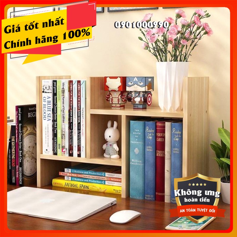 ⚡RẺ VÔ ĐỐI⚡Kệ sách để bàn gỗ đa năng - Loại mini 5 ô - 6 thanh - Lắp ghép tiện lợi tháo lắp