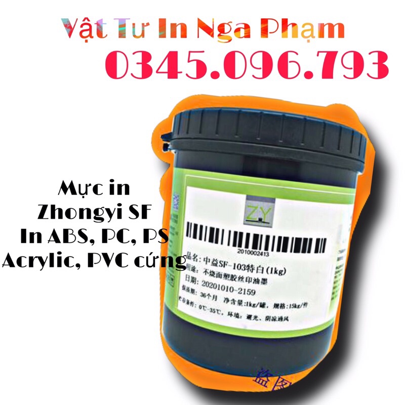 Mực Zhongyi SF in ABS, PC, PS, Acrylic, PVC cứng in lưới