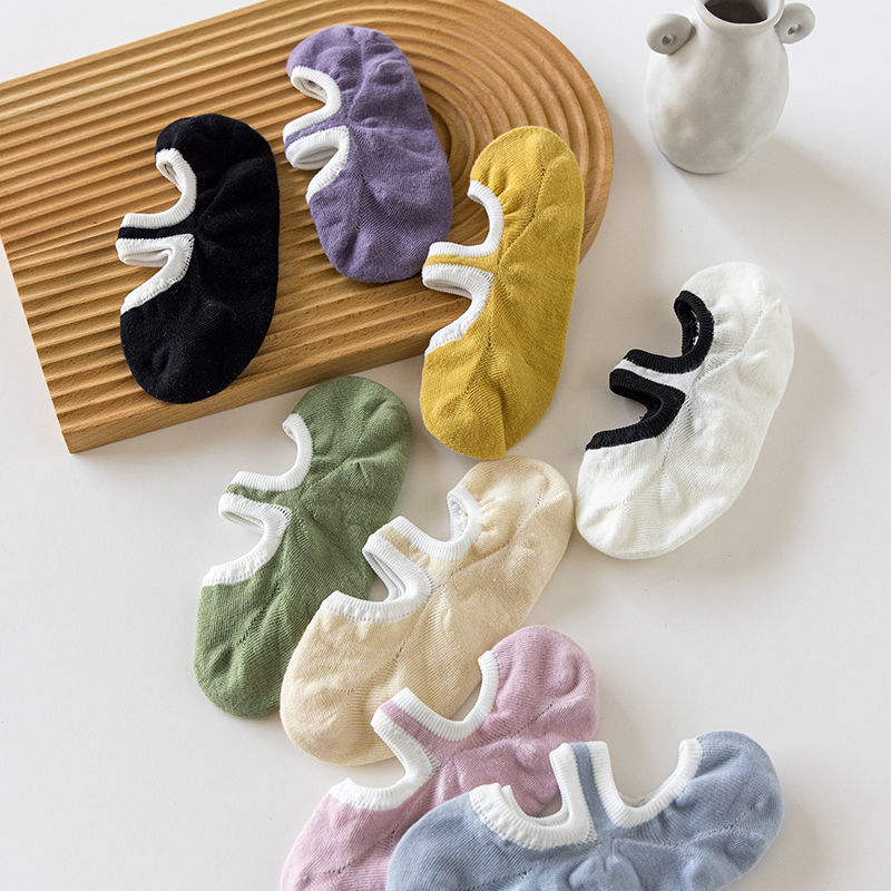 Vớ Thuyền Cotton Mỏng Màu Trơn Cổ Thấp Mẫu Mới Năm 2021 Phong Cách Nhật Bản Dễ Thương Cho Nữ