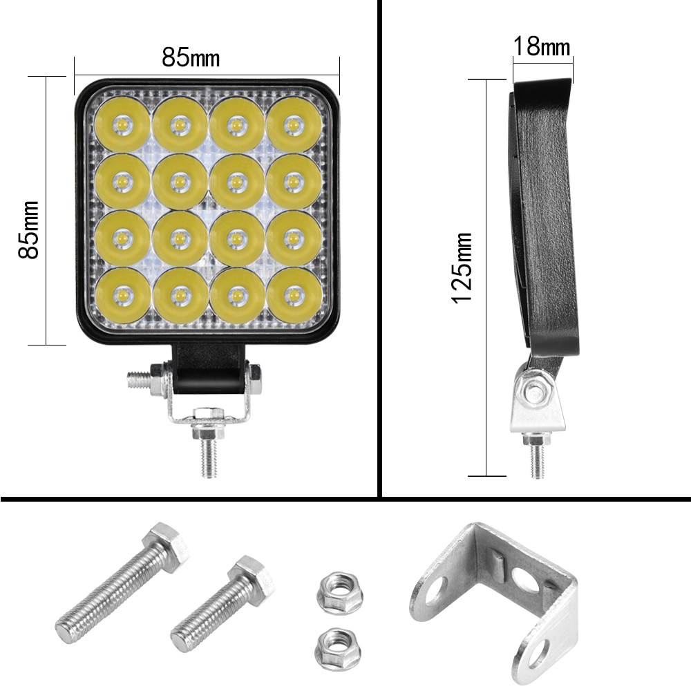 Thanh đèn LED làm việc xe hơi xe máy xe tải SUV ATV xe kéo thuyền máy xúc 16 bóng 48W 4x4 12V 24V