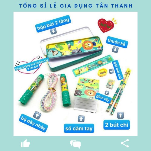 Bộ đồ dùng học tập dụng cụ học tập 8 chi tiết cho bé yêu loại to có dây nhảy