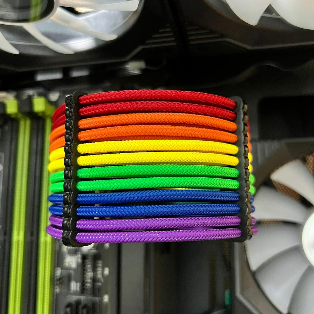 Bộ Dây Nguồn Nối Dài Bọc Dù Colorful Mod Màu Cầu Vồng 7 Mầu - Hàng FullBox