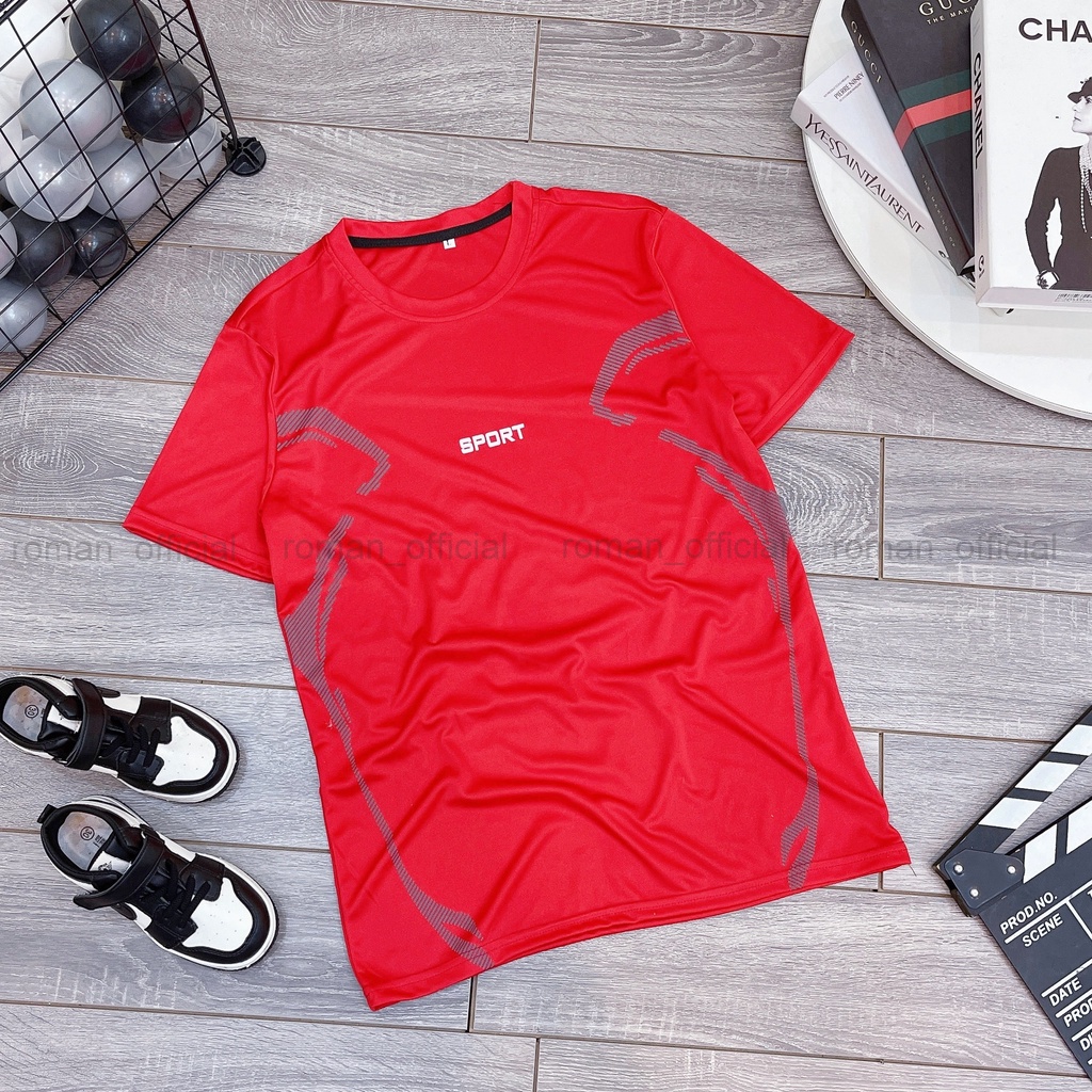 Áo Thể Thao Nam Thun Lạnh Cổ Tròn Cộc Tay Co Giãn Thông Hơi ROMAN AT09 | BigBuy360 - bigbuy360.vn