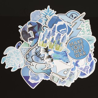 Bộ 50 miếng dán sticker, stickers cao cấp chủ đề Blue mẫu mới 2020 trang trí Vali Laptop Mũ Bảo Hiểm Xe Máy Xe Đạp Đàn