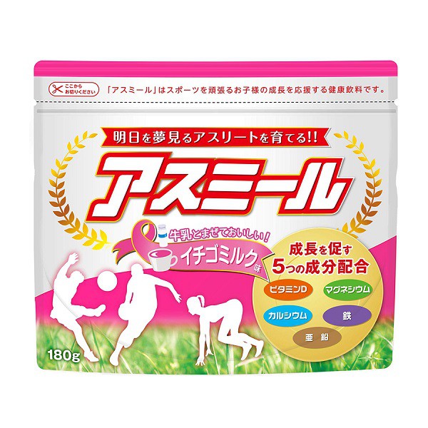 Sữa tăng trưởng chiều cao vị dâu cho trẻ 3-16 tuổi Asumiru Nhật Bản (Túi 180g)