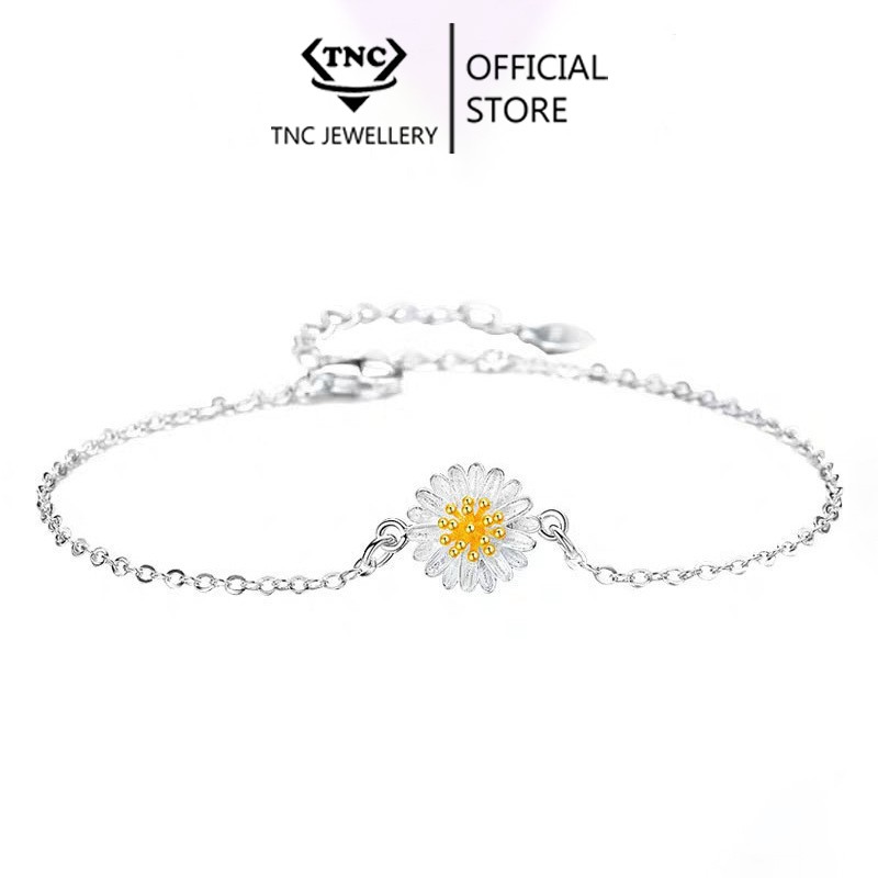 Lắc tay bạc Ý, Vòng Tay Bạc TNC JEWELLERY hoa cúc phong cách, đẹp cá tính dành cho nữ