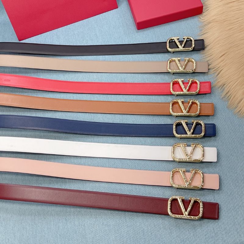 thắt lưng nữ da thật nhiều màu thời trang mặt khóa chữ V Valentino