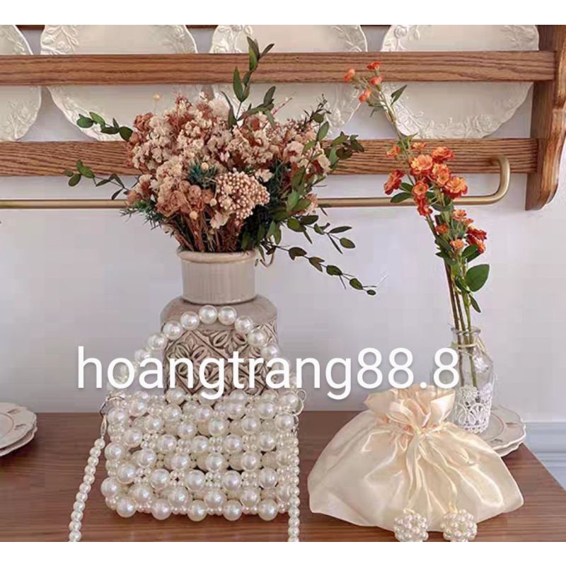 Túi xách tay, đeo chéo kết hạt cườm ngọc trai handmade rạng ngời xinh tươi
