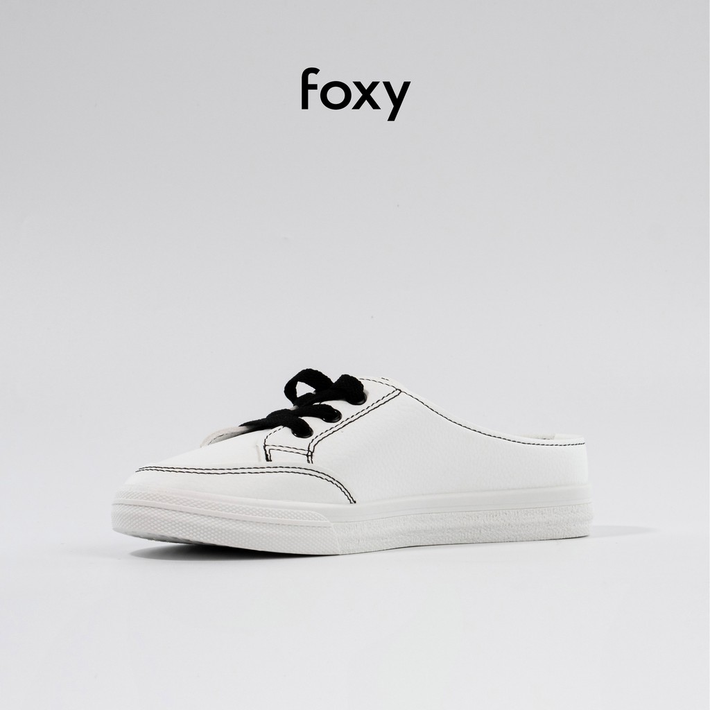 Giày Sục Mule Nữ FOXY Màu Trắng Chất Liệu Da Mềm Thoáng Khí - FOX018