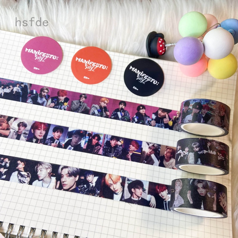 Cuộn Băng Keo Giấy Washi In Hình Nhóm Nhạc Kpop Enhypen Album Manifesto: Day 1