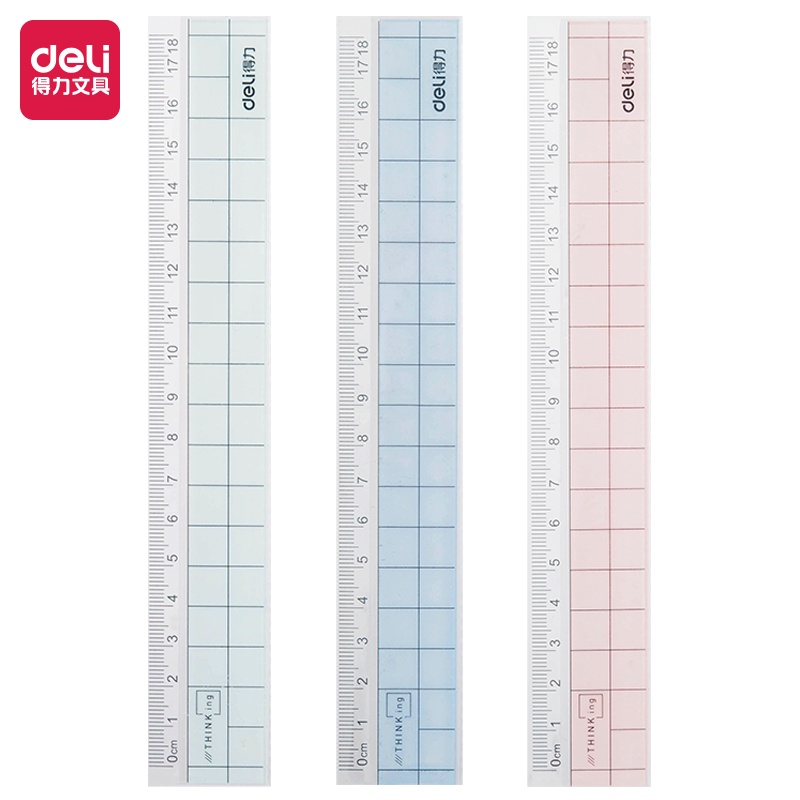 Thước kẻ học sinh - Nhựa PS - 18cm Deli - Thước kẻ 20cm cao cấp Oriform Deli - trong suốt 79752