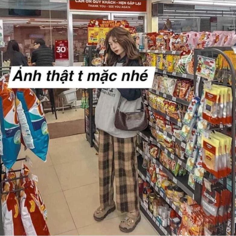 [Rẻ Vô Địch] Quần Kẻ Sọc Caro dáng suông ống rộng Phong Cách Hàn Quốc kèm ảnh thật