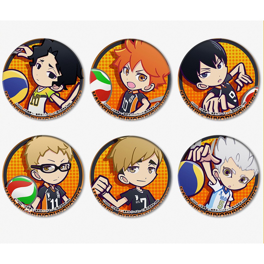 Combo 6 huy hiệu cài áo IN HÌNH Haikyuu!! Vua bóng chuyền ver đánh bóng anime chibi dễ thương xinh xắn
