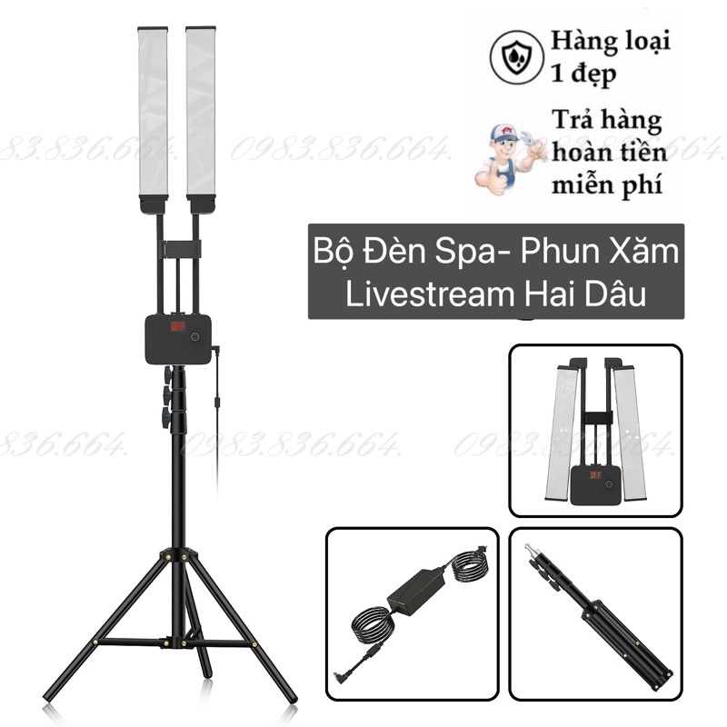 ĐÈN 2 RÂU CHUYÊN DỤNG PHUN XĂM, SPA, NỐI MI, LIVESTREAM ĐÃ BAO GỒM CHÂN 2M