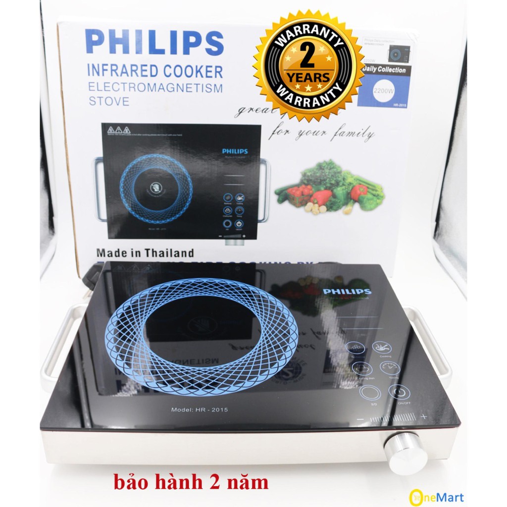 (BH 24 THÁNG)Bếp hồng ngoại 2 vòng nhiệt Philip - HR2015 (ĐEN) made in Thái Lan