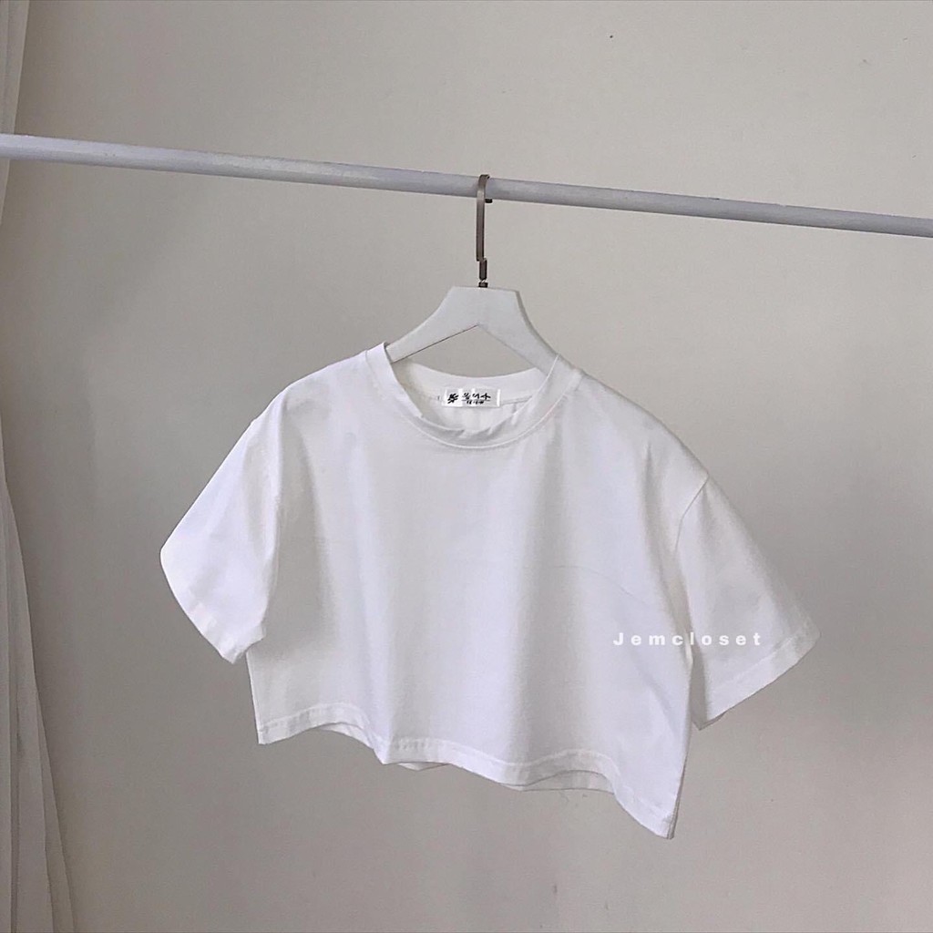 Áo Croptop Cổ Tròn Thun Nữ JEMCLOSET Croptop ABI Trơn Chất Cotton Nhiều Màu From Rộng Thỏa Mái 10084