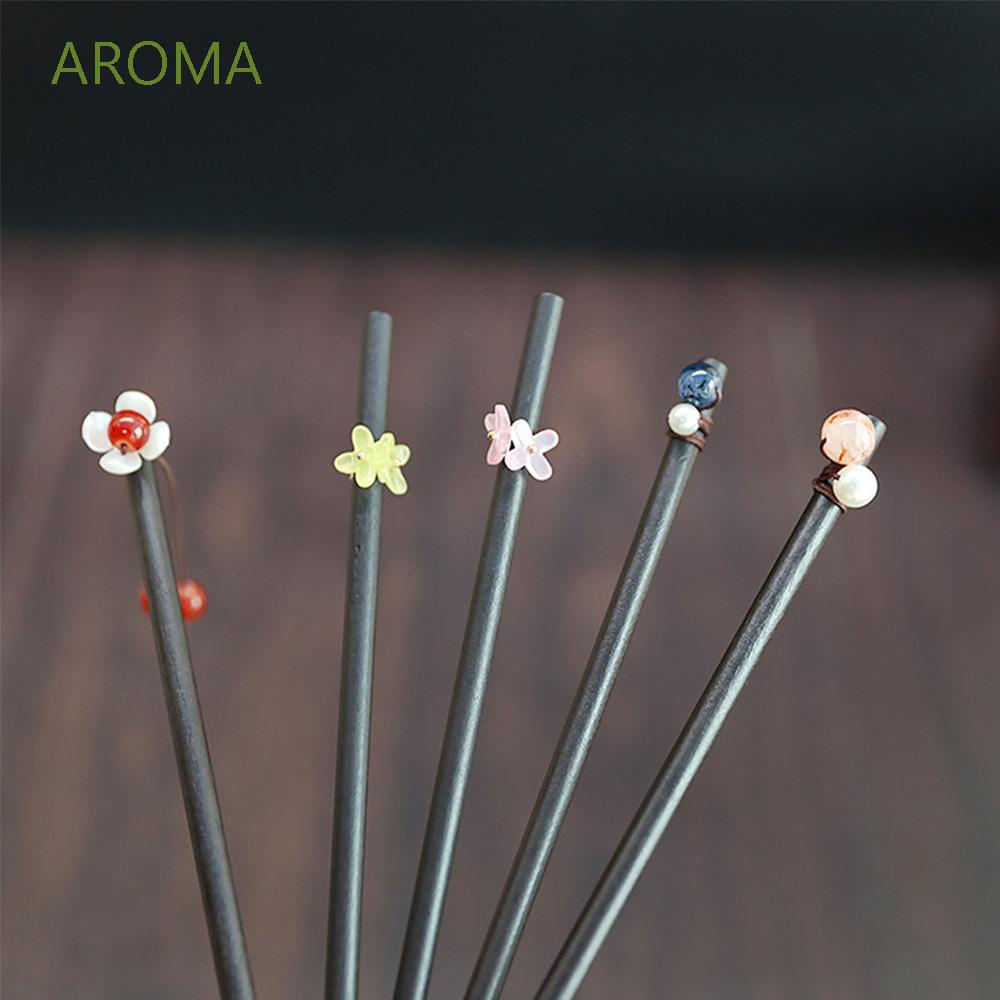 Trâm cài tóc hình hoa bằng gỗ phong cách cổ điển cho nữ