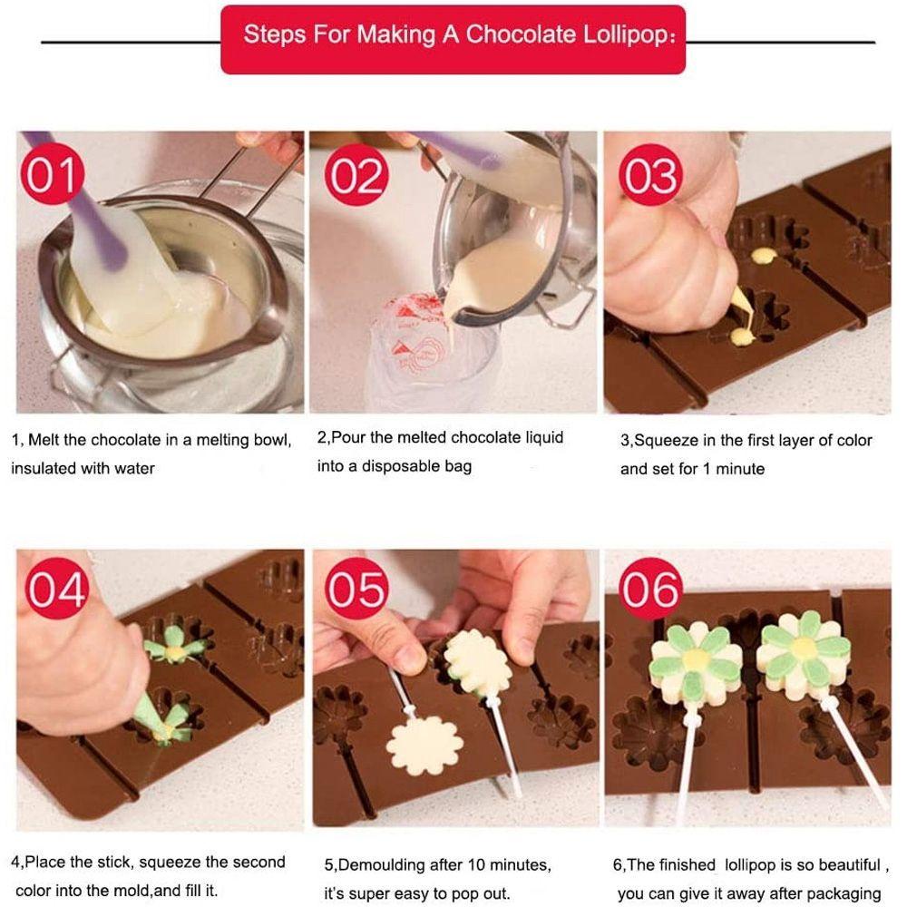 AUGUSTINA Khuôn Silicone Làm Kẹo Mút / Thạch / Sô Cô La Tiện Dụng