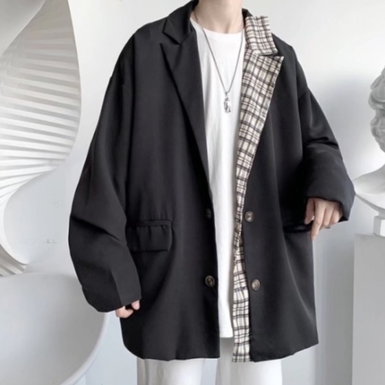 Áo Khoác Blazer Dáng Rộng Phong Cách Hàn Quốc Hợp Thời Trang Cho Nam áo dài tay áo sơ mi nam áo dài tay  simple new top
