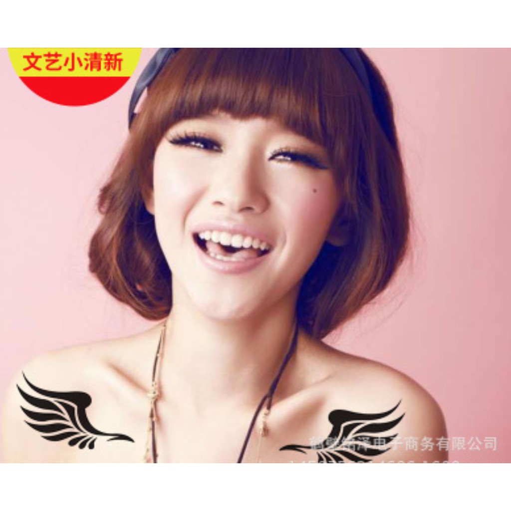 Hình xăm dán noel cánh chim và ngôi sao hoa tuyết 10x6cm