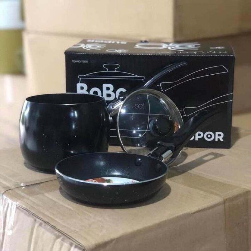 Bộ nồi chống dính Supor Bobo T0305 - Nồi 10cm, Chảo 12cm