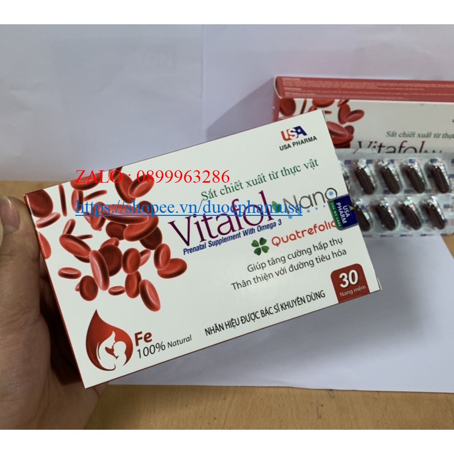 VITAFOL NANO WITH OMEGA 3 sắt chiết xuất từ thực vật ,giúp tăng cường hấp thu ,thân thiện đường tiêu hóa .