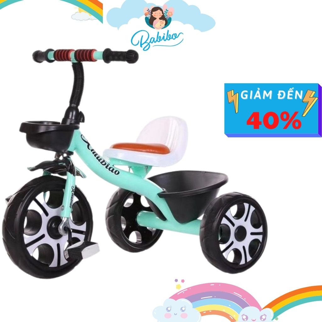 Xe đạp 3 bánh cho bé Babibo Kids Xe 3 bánh có ghế da và hộp đựng đồ đằng sau phong cách cho bé từ 1 đến 7 tuổi