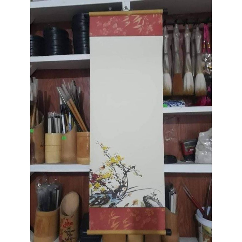 combo10 tờ Giấy viết thư pháp 27x80cm, cả nẹp treo,Giấy dày, thấm hút mực tốt, dể viết