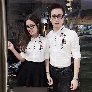 [giá 1 áo ] Áo Cặp Sơ Mi  5 Nút Họa Tiết Cao Cấp | Áo Đôi Nam Nữ Đẹp SMC48