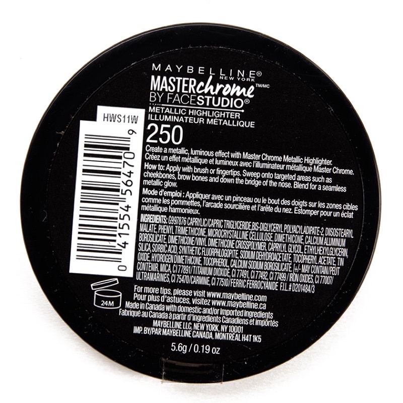 Maybelline - Master Chrome Highlighter #250  | phấn bắt sáng Master Chrome màu sâm panh ngọc trai #250