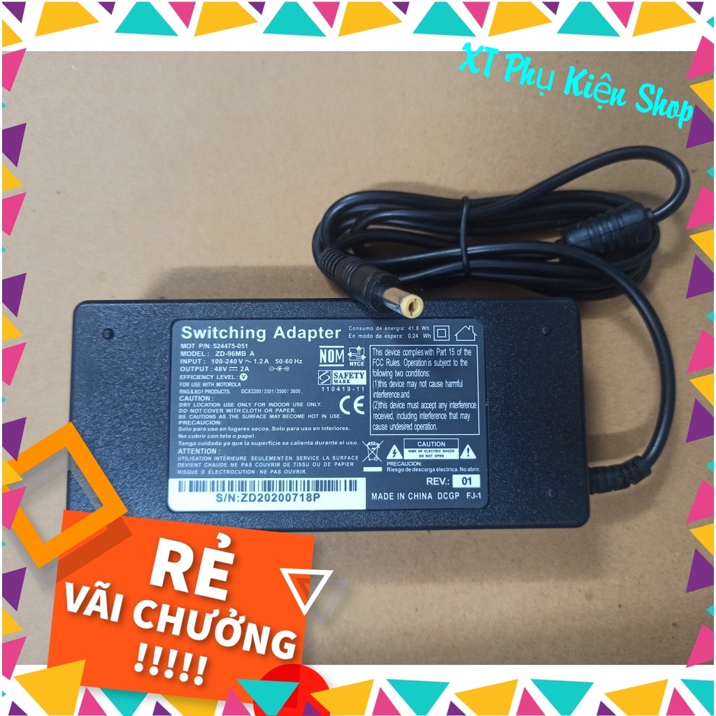 Adapter nguồn 48V-2A chuôi lớn (Dùng cho switch POE, thiết bị Cisco...) kèm dây nguồn loại tốt