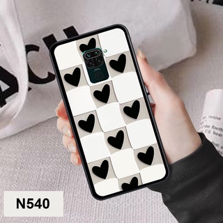 Ốp Xiaomi Redmi Note 9 / Note 9s / Note 9 Pro bộ hình caro trái tim đen trắng hồng bong bóng dễ thương