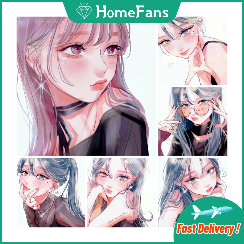 Bộ Tranh Đính Đá 5D Tự Làm 30x30cm / 40x40cm / 50x50cm Hình Cô Gái Xinh Đẹp