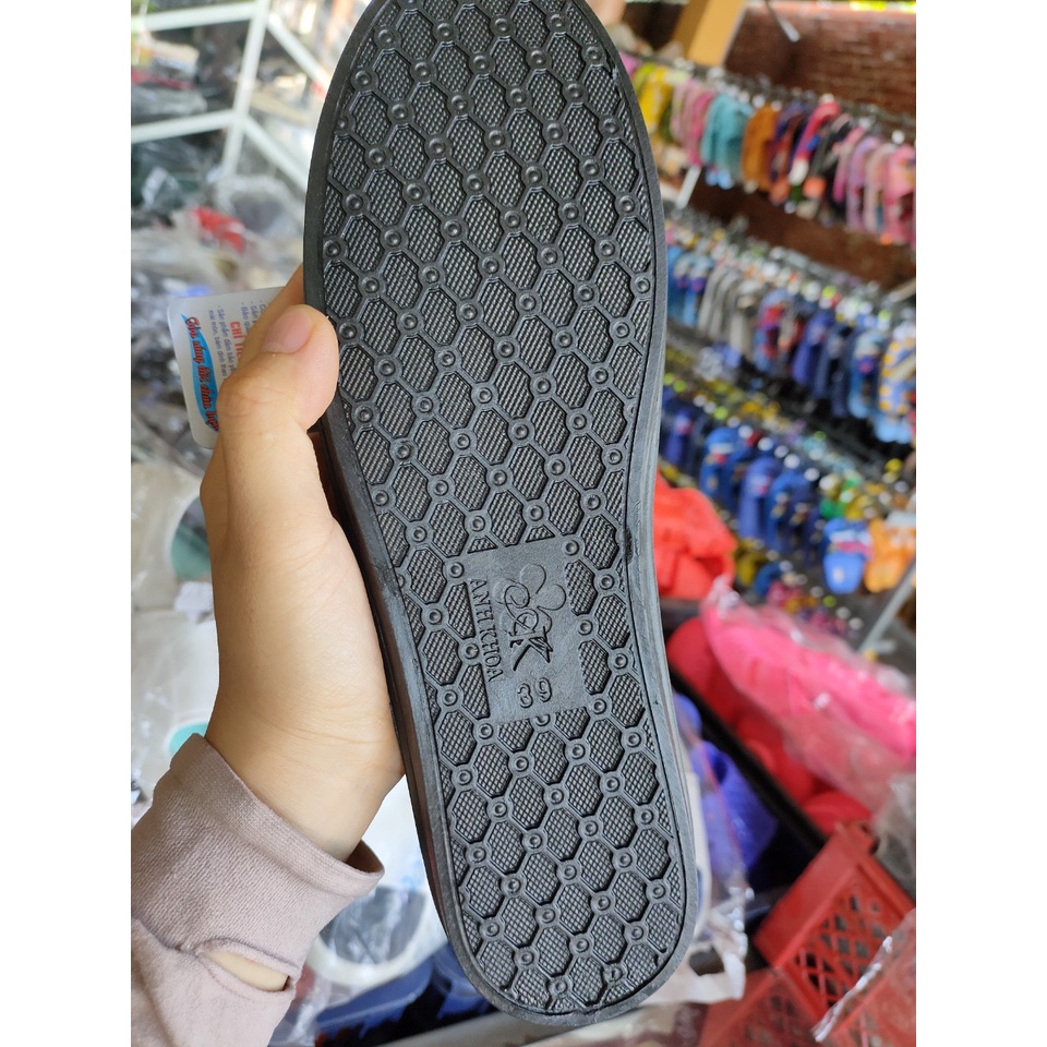 Giày lười nữ vintage, giày slip on nữ chất liệu vải dệt Knit thoáng mùi ANH KHOA 695