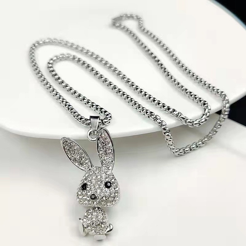 Dây Chuyền Thép Không Gỉ Mặt Hình Thỏ Đính Đá Zircon Thời Trang