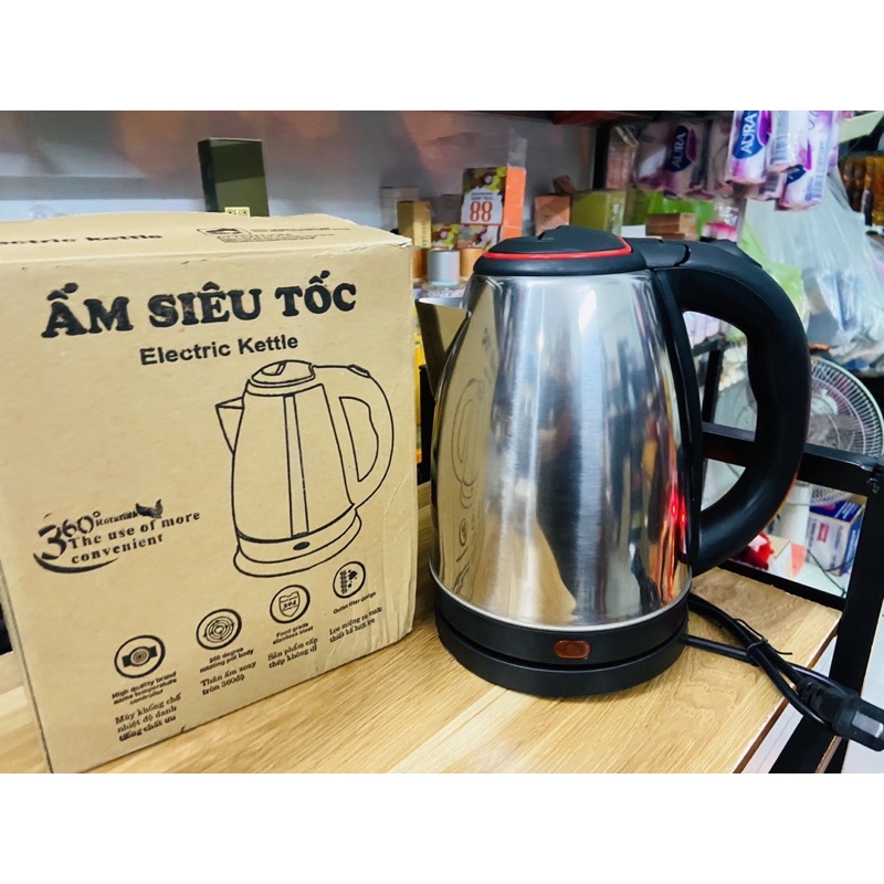 Ấm Siêu Tốc Inox loại lớn 1L8- Ấm Siêu Tốc 1.8L Electric Kettle