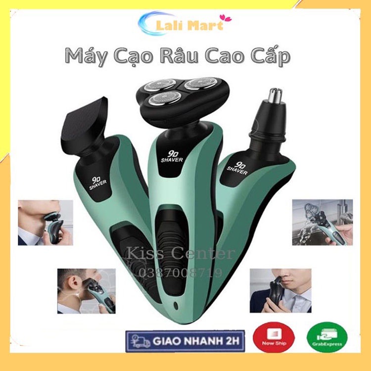 Máy Cạo Râu , Máy Cạo Râu Đa Năng 3 Lưỡi Xoay Cao Cấp SHAVER 9D Cạo Khô Không Rát