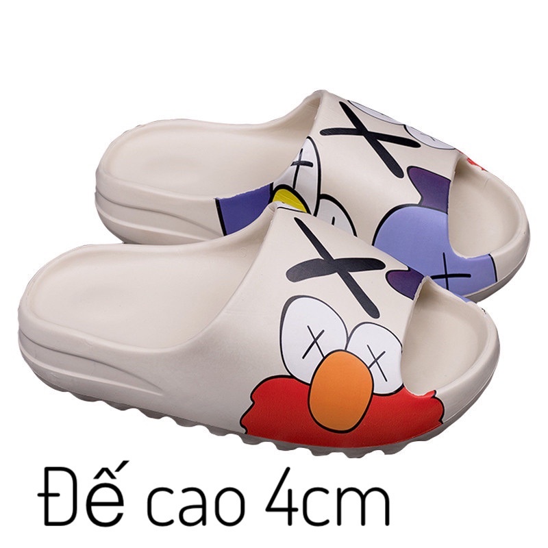 Dép Bánh mì nữ quai  ngang thời trang in hình đế 4cm siêu êm chân rửa nước thoải mái