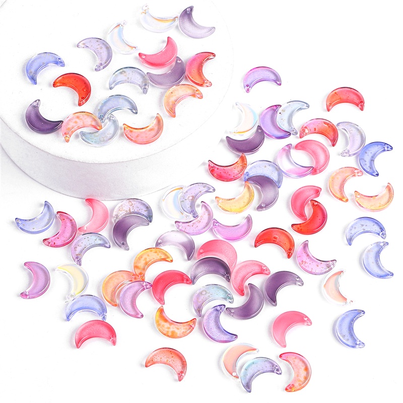 Set 10 hạt thủy tinh pha lê cầu vồng 16x11mm hình mặt trăng dùng làm trang sức vòng cổ/ bông tai vòng tay thủ công