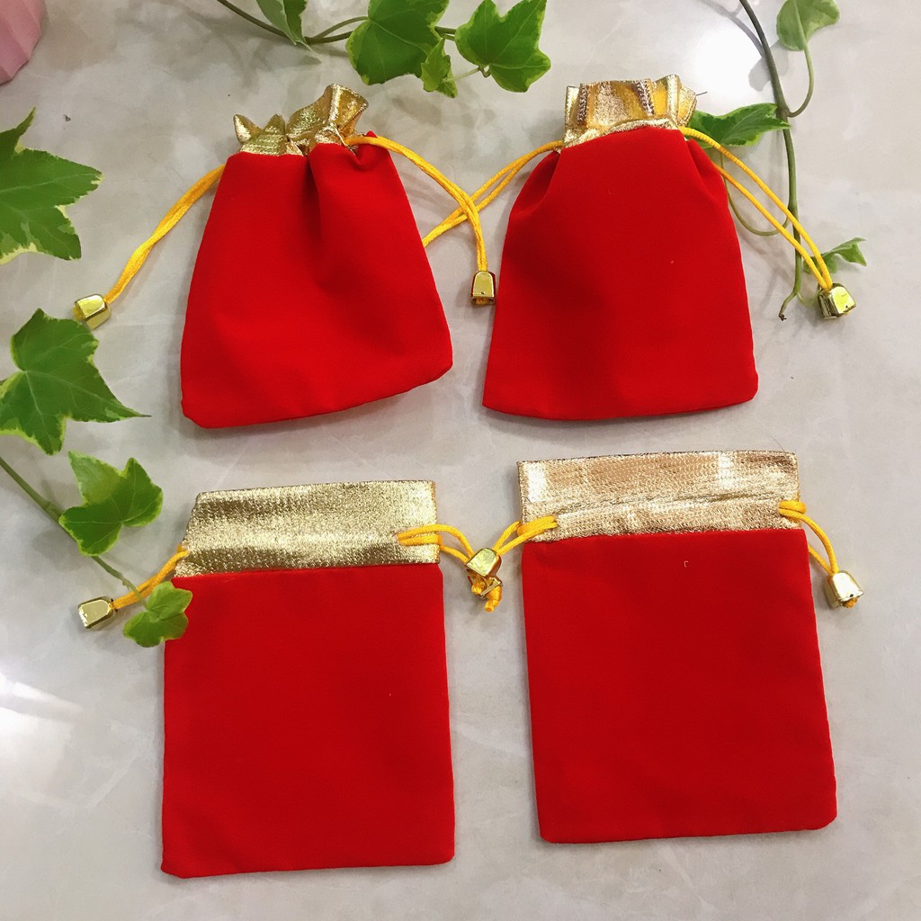 CHUYÊN SỈ_SIÊU RẺ [Combo 200] túi rút nhung đỏ may mắn size 8x10cm