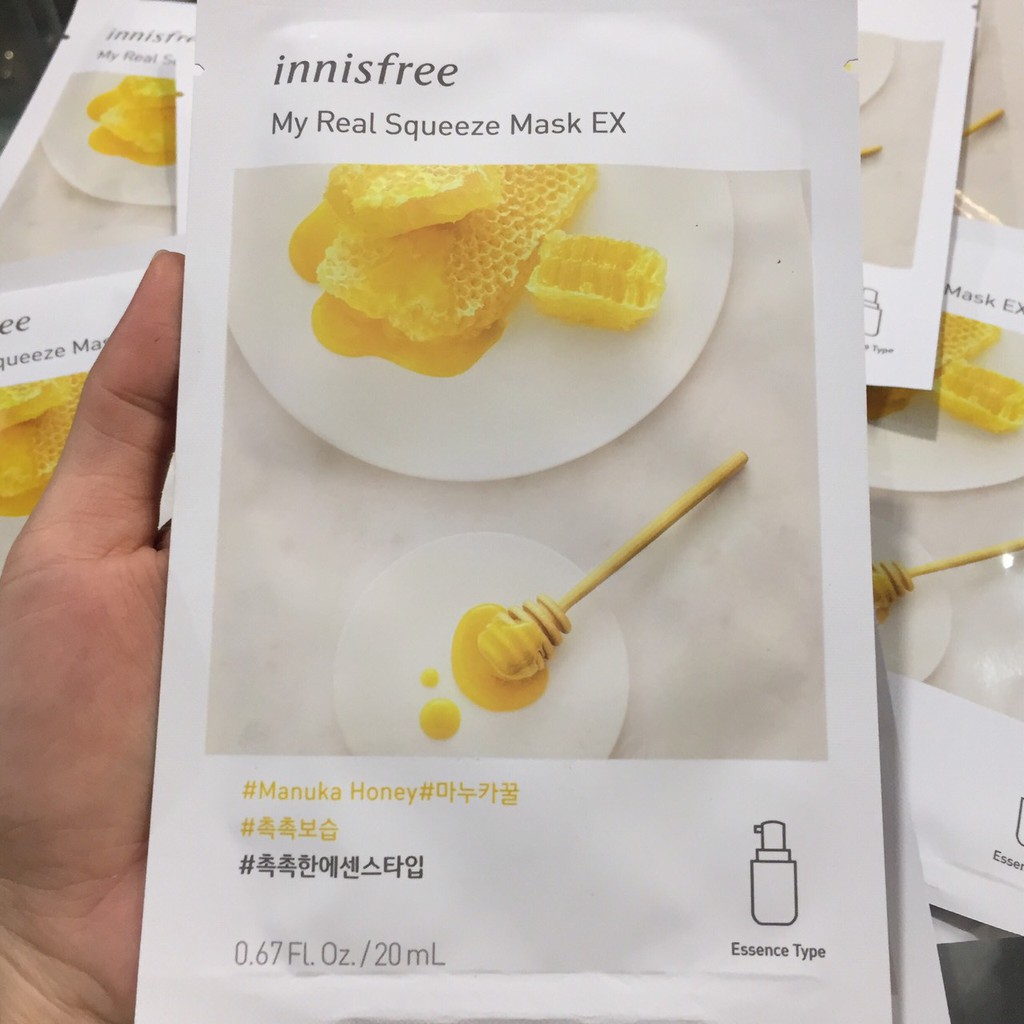 Mặt nạ dưỡng ẩm từ mật ong It’s Real Squeeze Mask-manuka Honey Innisfree (20ml)