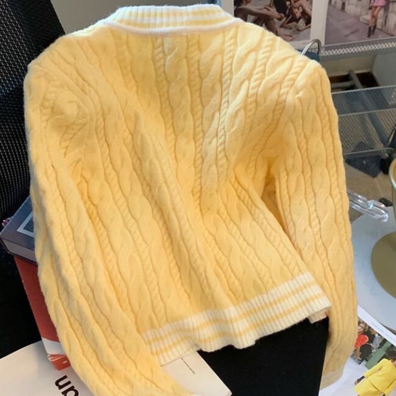 Áo Khoác Sweater Dệt Kim Tay Dài Cổ Tròn Kiểu Phương Tây Xinh Xắn Cho Nữ