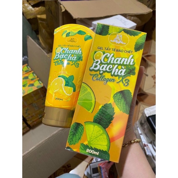 Tẩy tế bào chết chanh bạc hà Collagen x3 Đông Anh