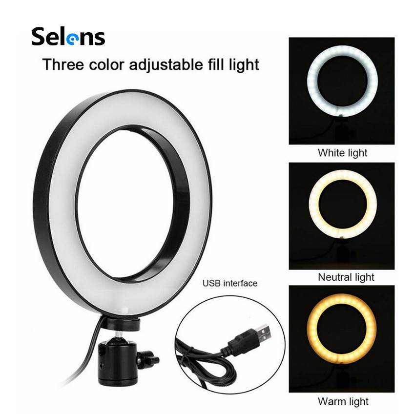 Đèn Led Selens Tròn Trợ Sáng Chụp Ảnh Studio 6 Inch Kèm Phụ Kiện